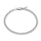 Tarnish Resistant Women's 304 Stainless Steel Diamond Cut Curb Chain Bracelets