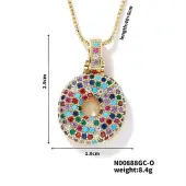 Brass Pave Colorful Cubic Zirconia Letter Pendant Box Chain Necklaces