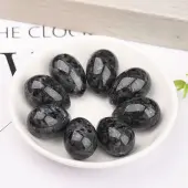 Natural Larvikite Egg Figurines Statues for Home Office Desktop Decoration