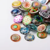 Mosaic Printed Glass Half Round/Dome Cabochons