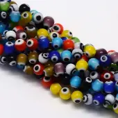 Handmade Evil Eye Lampwork Round Bead Strands
