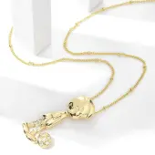 Brass Micro Pave Clear Cubic Zirconia Pendant Necklaces