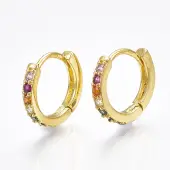 Brass Micro Pave Cubic Zirconia Huggie Hoop Earrings