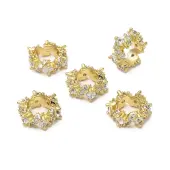 Brass Micro Pave Cubic Zirconia European Beads