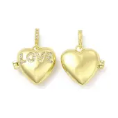 Brass Micro Pave Clear Cubic Zirconia Locket Pendants