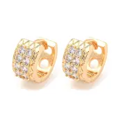 Brass Micro Pave Cubic Zirconia Hoop Earrings