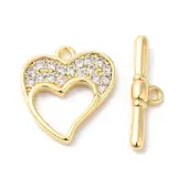 Brass Micro Pave Clear Cubic Zirconia Toggle Clasps