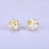 Printed Round with Leopard Print Pattern Silicone Focal Beads