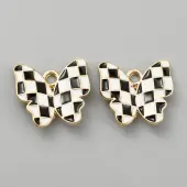 Tartan Pattern Alloy Enamel Pendants