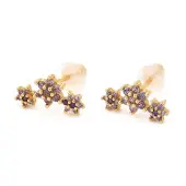 Brass Micro Pave Cubic Zirconia Stud Earrings