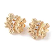 Brass Pave Clear Cubic Zirconia Beads