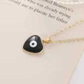 Bohemian Vintage Evil Eye Heart-shaped Alloy Enamel Pendant Lockbone Necklaces for Women