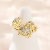 Brass Micro Pave Cubic Zirconia Cuff Rings