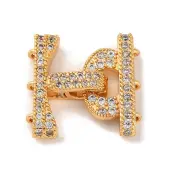 Brass Micro Pave Clear Cubic Zirconia Fold Over Clasps