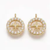 Brass Micro Pave Clear Cubic Zirconia Charms