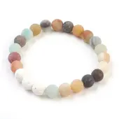 Natural Flower Amazonite and Natural Dyed Lava Rock Stretch Bracelets