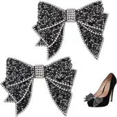 2Pcs Resin Rhinestone Bowknot Shoes Charms