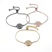 Adjustable Brass Micro Pave Cubic Zirconia Bolo Bracelets