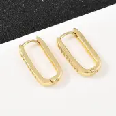 Rectangle Brass Cubic Zirconia Hoop Earrings