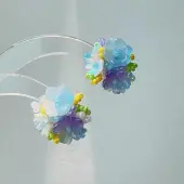 Flower Glass Plastic Stud Earrings