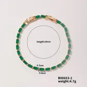 Elegant and Versatile Rectangle Brass Glass Bracelets for European and American Fashion