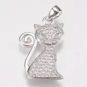 Brass Micro Pave Cubic Zirconia Kitten Pendants