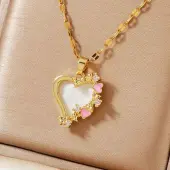 Brass Clear Cubic Zirconia Heart Necklaces