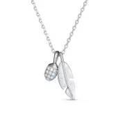 TINYSAND Leaf & Pinecone 925 Sterling Silver Cubic Zirconia Pendant Necklaces