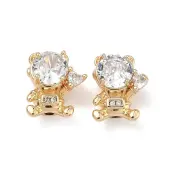 Brass Micro Pave Clear Cubic Zirconia Beads