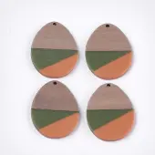 Tri-color Resin & Walnut Wood Pendants