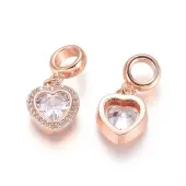 Brass Micro Pave Cubic Zirconia European Dangle Charms