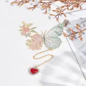 1Pc Iron & Alloy & Rhinestone Bookmarks with Long Chain