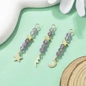 3Pcs 3 Styles Natural Amethyst Faceted Round Beaded Pendants
