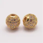 Brass Micro Pave Cubic Zirconia Beads