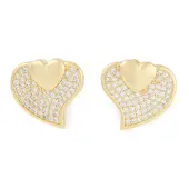 Brass Pave Clear Cubic Zirconia Studs Earring for Women
