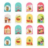 18Pcs 9 Style Summer Theme Opaque Acrylic Pendants