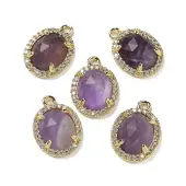 Natural Amethyst Faceted Oval Pendants