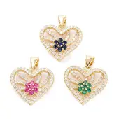 Brass Micro Pave Cubic Zirconia Pendants
