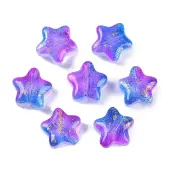 Transparent Spray Painted Frosted Glass Beads