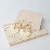 Woven Teardrop Alloy Raffia Stud Dangle Earrings