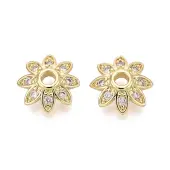 Brass Micro Pave Clear Cubic Zirconia Bead Caps