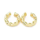 Rack Plating Brass Twist Rope Cuff Earrings for Women