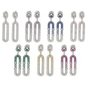 Brass Micro Pave Cubic Zirconia Dangle Stud Earrings