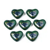 Flower Printed Opaque Acrylic Heart Beads