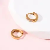 304 Stainless Steel Clear Cubic Zirconia Hoop Earrings