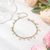 Cat Eye Round Tassel 304 Stainless Steel Twisted Chain Anklets for Women