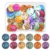 56Pcs 6 Colors Spray Painted Natural Akoya Shell Connector Charms