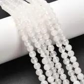 Natural White Jade Round Bead Strands