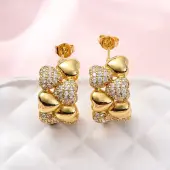 Brass Micro Pave Clear Cubic Zirconia Stud Earrings