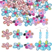 30Pcs 3 Style Transparent Acrylic Pendants